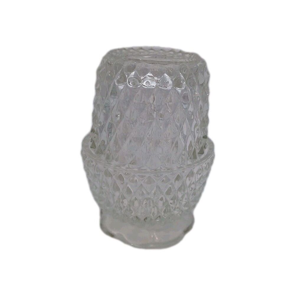 Indiana Glass Fairy Lamp Candle Holder Clear Diamond Point